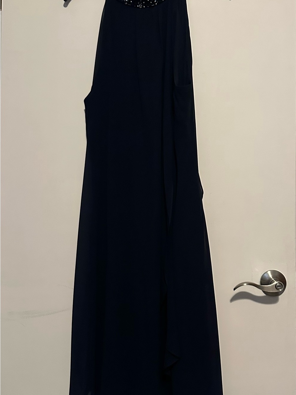 SL Fashions Black Beaded Evening Gown